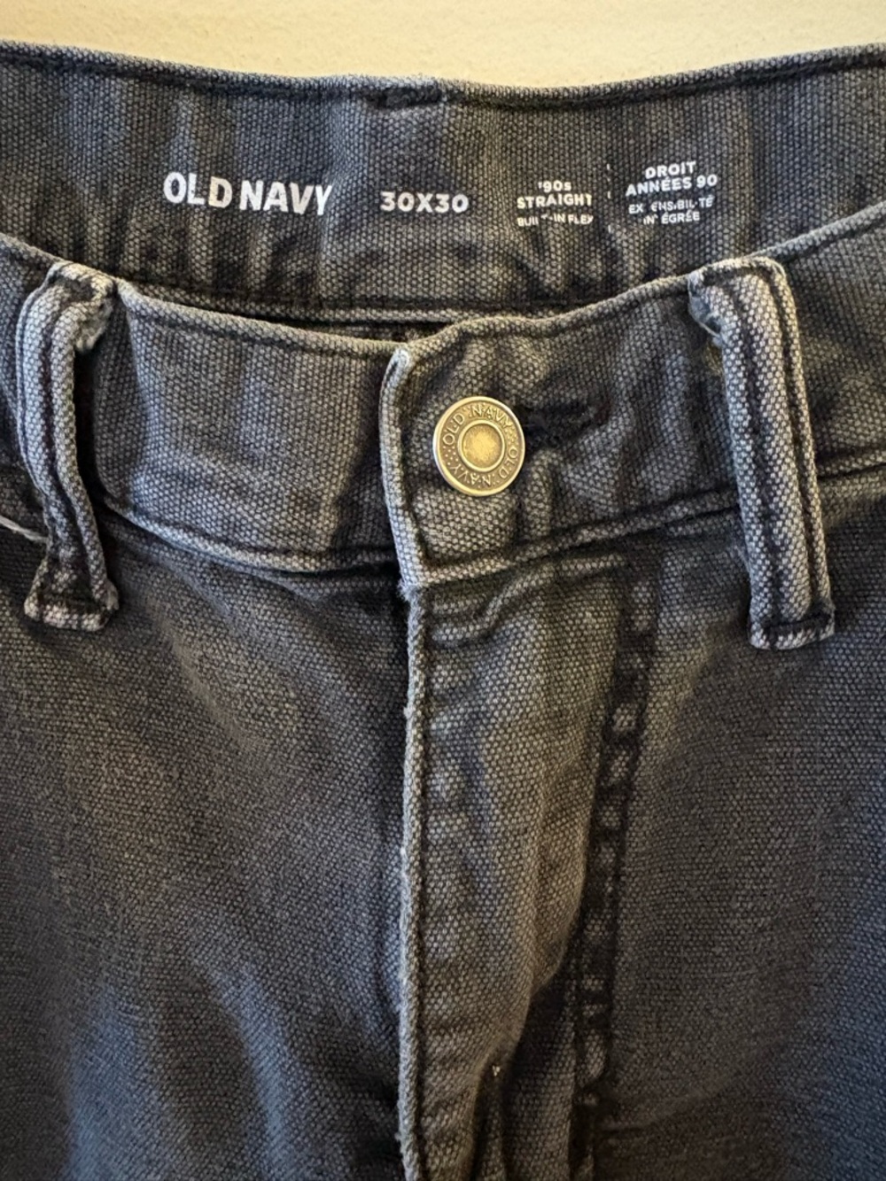 Old Navy Men's Washed Black Slim Straight Utility Jeans, Sz 30. - Picture 4 of 12